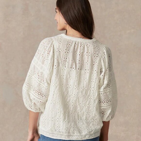 NWT Sundance "Eyelet Symphony" blouse in cream, small - Picture 2 of 8